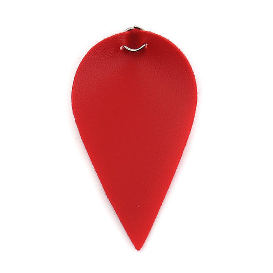P039 - 10 pcs Red Faux Leather Dangle Charms Pendants - Pinch Leaf - Silver Tone Jump Ring - 63mm (2.5") - Great for Earrings or Dangles!