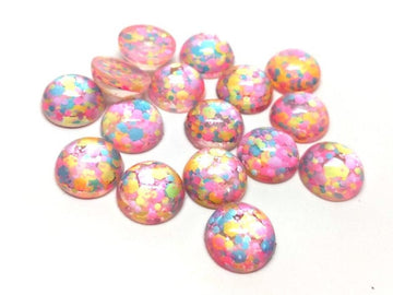 RC0025 - 10 pcs Druzy Resin Embellishment Cabochons - 12mm - Glitter Style - Pink, Blue and Gold