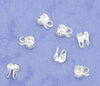 CR059 - 100 pcs. Silver Plated Calotte Clamshell Crimp Side End Tips Caps with Loop - Fit 1.5mm Ball Chains - 4mm x 3.5mm - Knot Cover
