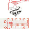 P047 - 2 pcs. Antique Silver "Matron of Honour" charm with rhinestone - 16mm X 14mm