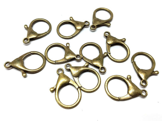 CL165 - 10 pcs. Antique Bronze Lobster Clasps - 35mm x 25mm (1.38 inch) - Claw Clasps - Brass