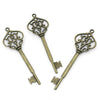 P132 - LARGE - 1 pc. Antique Bronze Filigree Keys Charms Pendants - 70mm X 22mm (2 6/8"x 7/8")