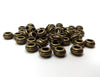 BD615 - 50 pcs Antique Bronze Striped METAL Rondelle Spacer Beads - 10mm - Large Hole: 4.5mm - Fits European Cords and Paracord!