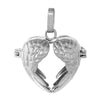 P603 - 1pc. Silver Tone Carved Mexican Angel Caller Bola Hollow Harmony Ball Wish Box Heart Wings Charms Pendants - 36 x 30mm - Made of Copper!