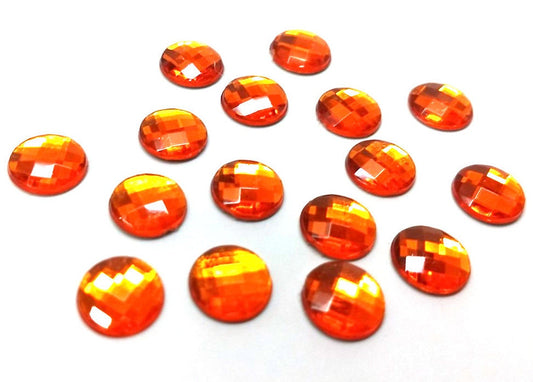 CA1017 - 20 pcs Resin Embellishment Cabochons - Orange - 10mm - Faceted Design