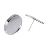 E409 - 10 pcs. Silver Plated Earring Posts Studs Settings Bezels Cabochons Tacks- 20mm Glue Pad Setting - Includes Rubber Backs!
