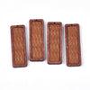 P2099 - 4 pcs. Brown REAL Leather Cowhide over Wood Dangle Pendants - Rattan - Rectangle - 56mm (2.2") - Great for Earrings or Dangles!
