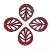 P674 -10 pcs. Maroon Dark Red Faux Leather Dangle Charms Pendants - Leaf - Leaves - 32mm (1.26") - Great for Light Earrings, Necklaces or Dangles