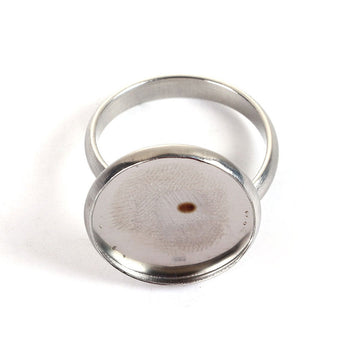 RB042 - 1 pc. 304 Stainless Steel Cabochon Setting Bezel RING bases - Ring Size 7 US - Glue Pad 16mm - Hypoallergenic! Tarnish Resistant!