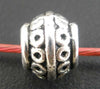 BD445 - 50 pcs. Antique Silver Metal Tibetan Round Pot Spacer Beads- 8mm x 6mm - They fit Paracord and European Cords!