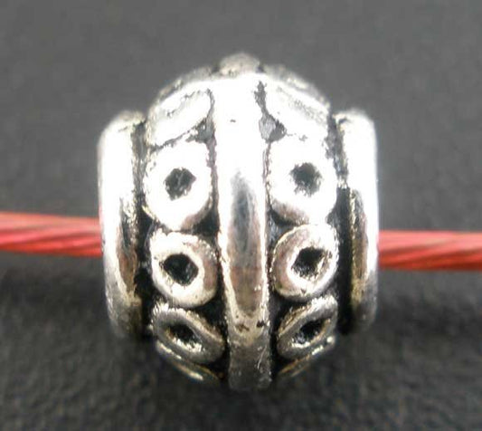 BD445 - 50 pcs. Antique Silver Metal Tibetan Round Pot Spacer Beads- 8mm x 6mm - They fit Paracord and European Cords!
