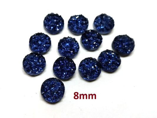 CA851 - 10 pcs Druzy Resin Embellishment Cabochons Starry Blue - 8mm