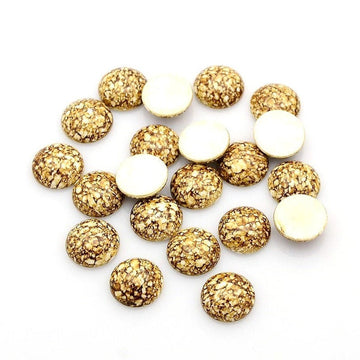 AC0003B - 100 pcs Druzy Acrylic Embellishment Cabochons - 12mm - Spotted Style - Golden Brown White