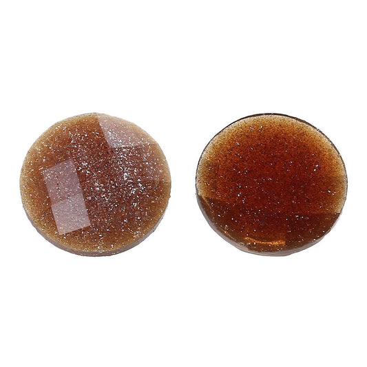 CA089 - 10 pcs Resin Embellishment Cabochons - Burnt Orange - 10mm - Faceted Design