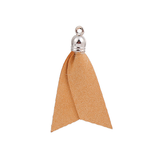 P443 - 10 pcs. Orange Faux Leather Tassel Dangle Charms Pendants - Golden - 5.2cm (2.05") x 3.3cm (1.3") - Great for Light Earrings &amp; Dangles!
