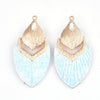 MP0005 - 10 pcs. Metal and Faux Leather Dangle Charms Pendants - Light Blue - Gold Hardware - 61mm (2.4")
