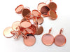 E428 - 10 pcs. Rose Gold Plated Earring Clips Settings Lever Back Bezels Cabochons - 20mm Glue Pad Setting