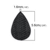 P1072 - 10 pcs Black Faux Leather Dangle Charms Pendants - Teardrop Braided Weave - 56mm (2.2") - Great for Light Earrings or Dangles! Double-Sided