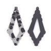 P2073 - 10 pcs. Gray Leopard Faux Fur Leather Dangle Charms Pendants - Rhombus - 74mm (2.91") - Great for Light Earrings or Dangles! Black Back