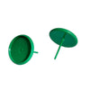 E761 - 50 pcs. Green Earring Posts Studs Settings Bezels Cabochons Tacks- 12mm Glue Pad Setting