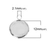 P1111 - 10 pcs. Silver Plated Circle Round Bezel Cabochon Pendant Tags Trays - 12mm Glue Pad - 18x14mm - Single Loop