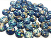 CA828 - 10 pcs Resin Round Embellishment Circle Cabochons Metal Foil Blue, Green, Gold - 12mm - Multi-Color Glitter