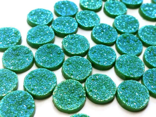 CA756 - 10 pcs Druzy Resin Embellishment Cabochons Sandy Green - 12mm
