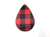 P278 - 10 pcs. Black and Red Faux Leather Dangle Pendants - Teardrop - Gingham - Buffalo Check - 55mm (2.2") - Great for Earrings! Double-Sided - L