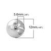BD286 - 100 pcs Silver Tone Smooth Ball Spacer Beads - 12mm - Large Hole: 5.6mm - Fits European Cords and Paracord!