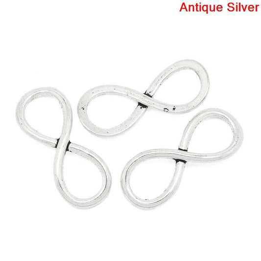 P333 - 10pcs. LARGE Antique Silver Infinity Connector Charms Pendants - 30x12mm
