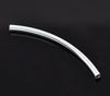 BD726 - 100 pcs. Silver Plated Noodle Tube Long Thin Smooth Curved Beads - 50mm x 3mm (2" x 0.12") - Made of Copper! High Quality! Hole Size: 2.4mm