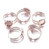 RB028 - 10 pcs. Rose Gold Plated ADJUSTABLE Cabochon Setting Bezel RING bases settings - Ring Size 7.5 US - Glue Pad 10mm - Made of Brass!