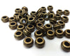 BD615 - 50 pcs Antique Bronze Striped METAL Rondelle Spacer Beads - 10mm - Large Hole: 4.5mm - Fits European Cords and Paracord!