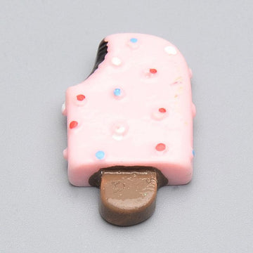 CA599 - 10 pcs Resin Embellishment Cabochons - Food - Ice Cream Popsicle - Pink - 25mm x 15mm