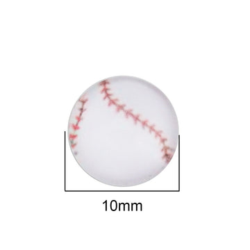CA728 - 10 pcs Circle Baseball Ball Sports Glass Round Dome Seals Tiles Cabochons - 10mm