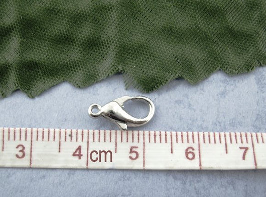 CL053A - 50 pcs. Silver Tone Lobster Clasps - 12mm X 6mm - Made of Alloy - Claw Clasps
