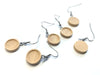 E537 - 10 pcs. 304 Stainless Steel Silver Tone Earring Dangle Hooks Settings Bezels Cabochons - 12mm Glue Pad Setting - Wood Trays - Natural
