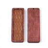 P2099 - 4 pcs. Brown REAL Leather Cowhide over Wood Dangle Pendants - Rattan - Rectangle - 56mm (2.2") - Great for Earrings or Dangles!