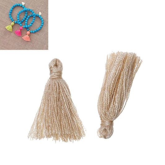 P1151 - 10 pcs. Khaki Beige Brown Cotton Tassel Pendants - 25mm - 1 inch