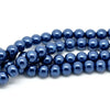 BD706 - 10mm Dark Blue Glass Pearl Imitation Round Beads - 16 inch strand - Approx. 42 beads per strand - Hole Size: 1.5mm