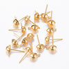 E519 - 10 pcs. (5 pairs) 304 Stainless Steel Golden Earring Half Round Ball Posts Settings with Loop - 9mm x 6mm - Hole: 1mm