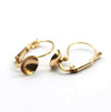 E588 - 10 pcs. (5 pairs) Golden Earring Lever Back Clips - Cone Posts - For 8mm Round Back Cabochons