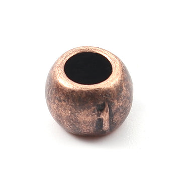 BD632 - 20 pcs Antique Copper Metal Ball Spacer Beads - 10mm - Large Hole: 5mm - Fits European Cords and Paracord!