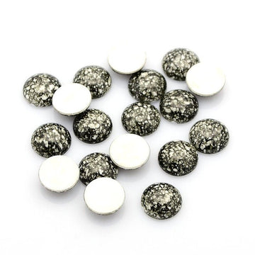AC0004B - 100 pcs Druzy Acrylic Embellishment Cabochons - 12mm - Spotted Style - Green Black White