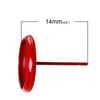 E185 - 50 pcs. Red Earring Posts Studs Settings Bezels Cabochons Tacks- 12mm Glue Pad Setting