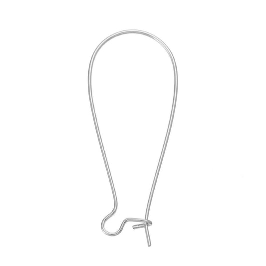 E233 - 200 pcs (100 Pairs) Assortment of Kidney Earwire Earring Hooks -38x16mm - LARGE - 4 Colors - Silver Plated, Gold Plated, Bronze, Copper