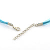 N039 - 15 pcs. Bondi Blue Organza Ribbon Waxen Cord Necklaces with Lobster Clasp - 17.7 inch (45 cm) - Claw Clasps and Extender Chains!