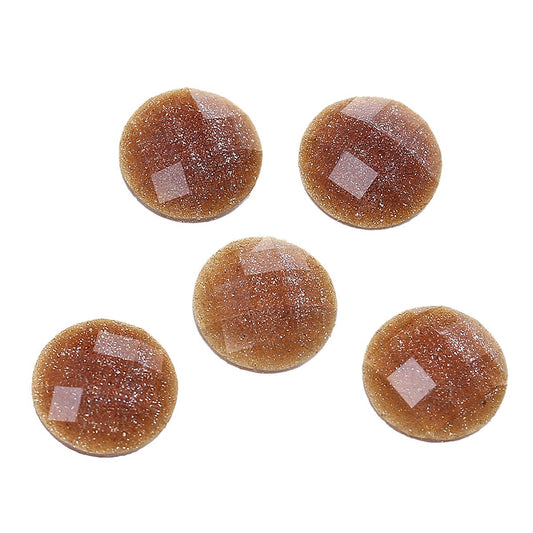CA089 - 10 pcs Resin Embellishment Cabochons - Burnt Orange - 10mm - Faceted Design