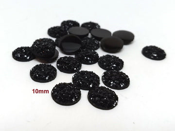 CA187 - 10 pcs Druzy Resin Embellishment Cabochons Black - 10mm - Dome Circle