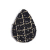 P2074 - 10 pcs. Black with Gold Squares Glitter Faux Leather Dangle Charms Pendants - Teardrop - 56mm (2.2") - Great for Earrings! Double-Sided